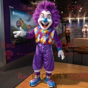 Purple Clown mascot costume...