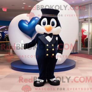 Navy Heart maskotdraktfigur...