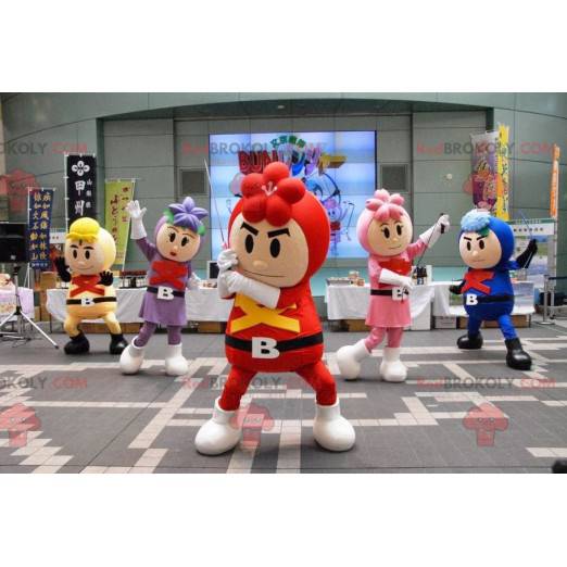 5 mascotte di personaggi colorati e fioriti - Redbrokoly.com