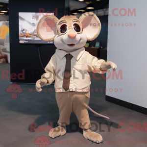 Tan Mouse maskotdraktfigur...