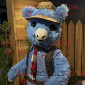 Blå Alpaca maskot kostume...