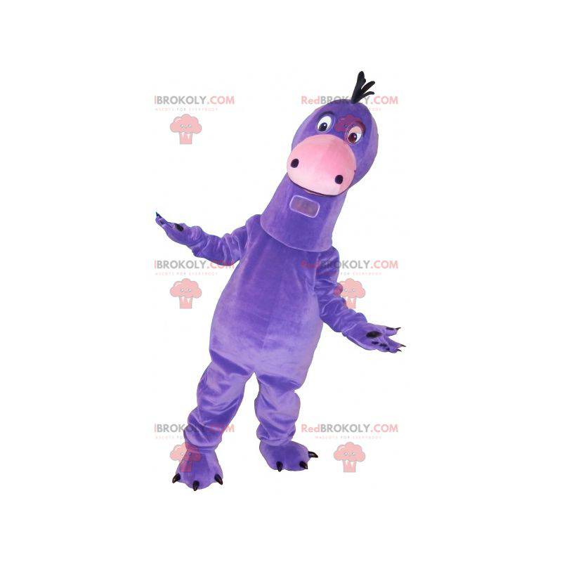 Heel schattig gigantische paarse dinosaurus mascotte -