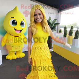 Lemon Yellow Mermaid mascot...