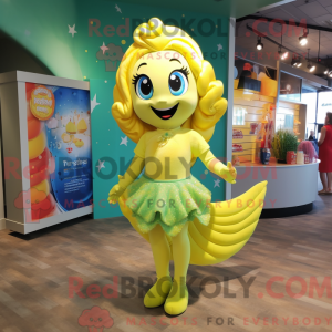 Lemon Yellow Mermaid mascot...