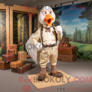 Cream Turkey mascot costume...