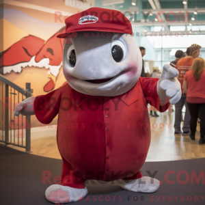 Maroon Whale maskot kostume...