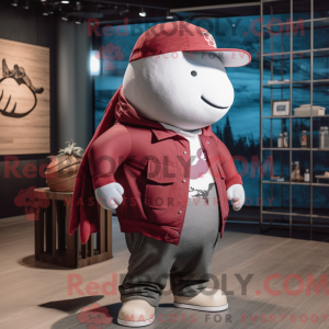 Maroon Whale mascot costume...