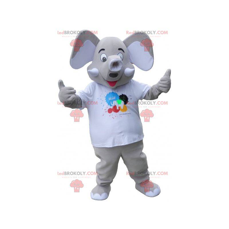 Elefante grigio mascotte con grandi orecchie - Redbrokoly.com