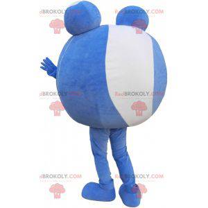 Mascote da bola azul e branca. Mascote de cabeça redonda -