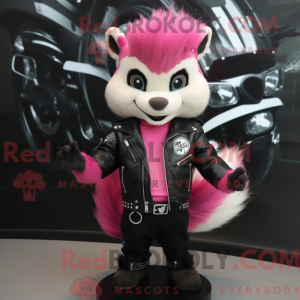 Pink Skunk maskot kostume...