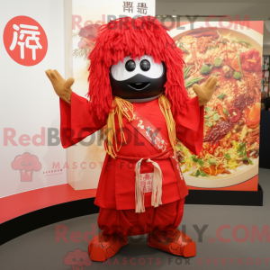 Rode Ramen-mascottekostuum...
