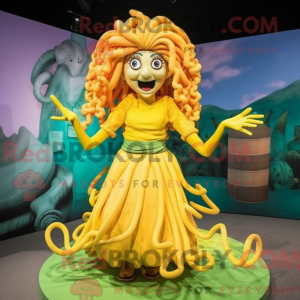 Gul Medusa maskot kostume...