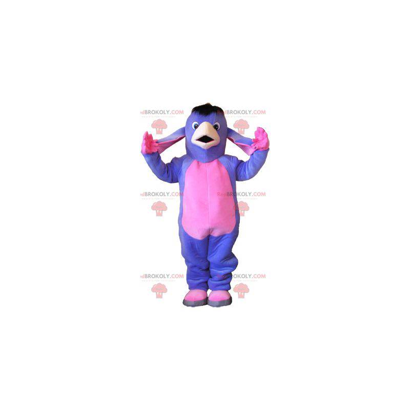 Mascota de burro púrpura y rosa. Mascota de mula -