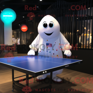 Hvid bordtennisbord maskot...