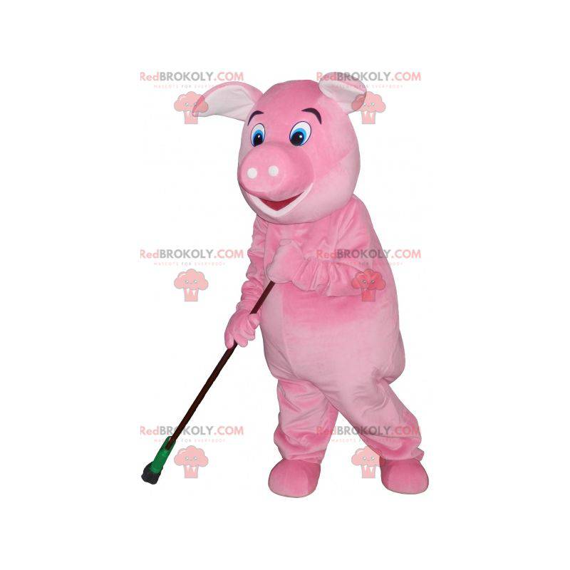 Zeer realistische gigantische roze varken mascotte -