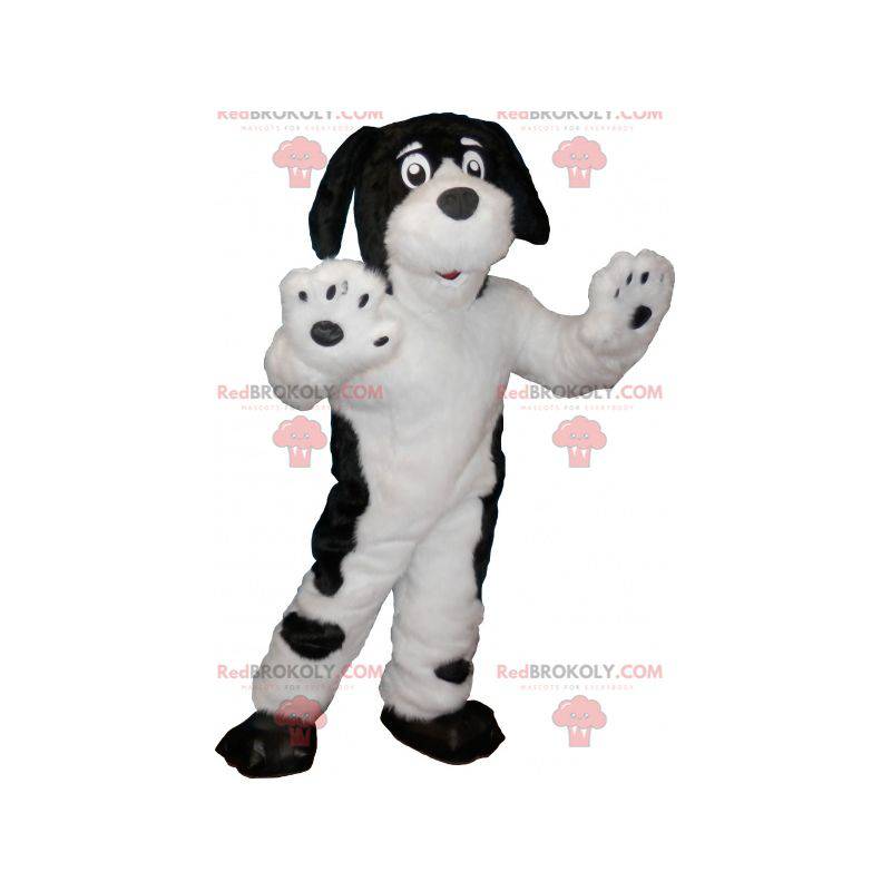 Mascotte de chien blanc avec des tâches noires - Redbrokoly.com