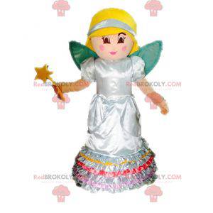 Blondes Feenmaskottchen. Prinzessin Maskottchen mit Flügeln -