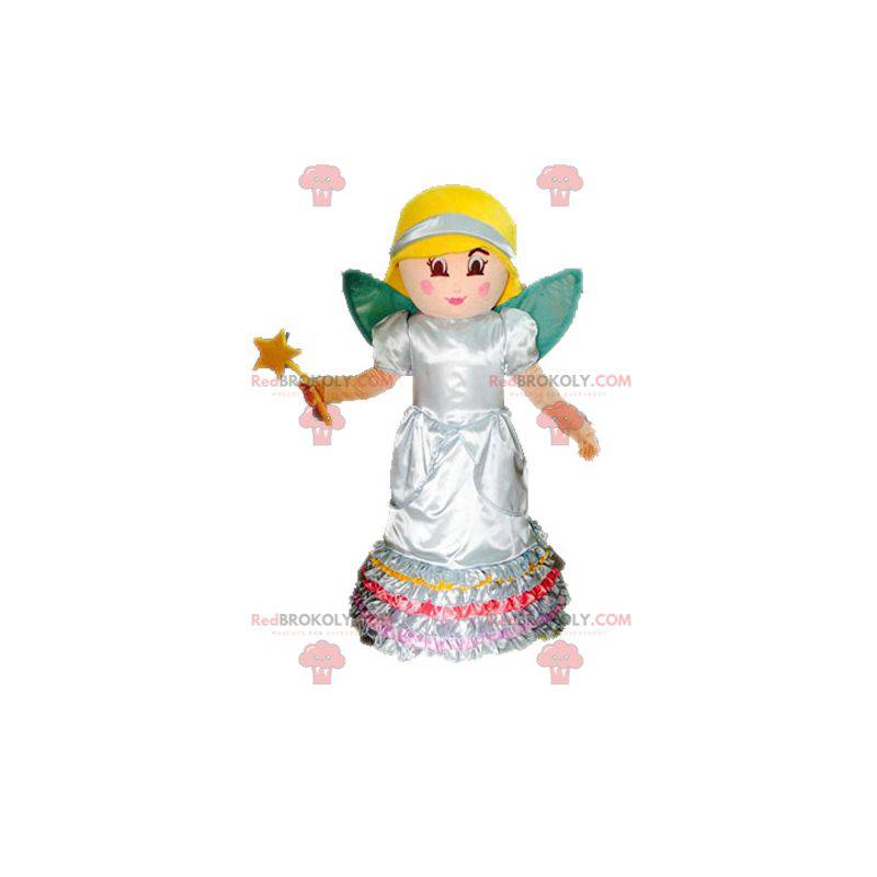 Blond fe maskot. Prinsesse maskot med vinger - Redbrokoly.com