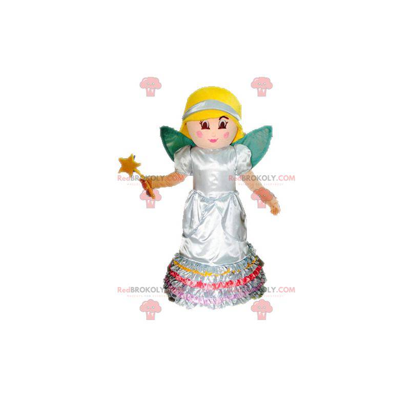 Blonde fairy mascot. Princess mascot with wings - Redbrokoly.com