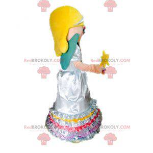 Blondes Feenmaskottchen. Prinzessin Maskottchen mit Flügeln -