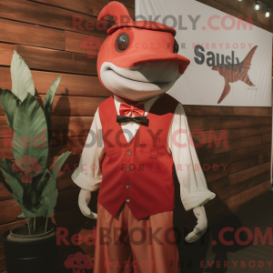 Rød sværdfisk maskot...