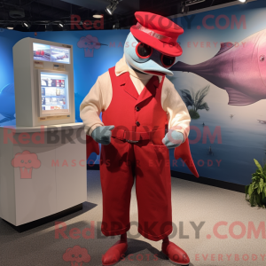 Rød sværdfisk maskot...
