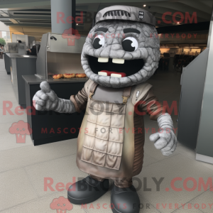 Grå Bbq Ribs maskot kostume...