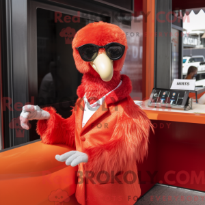 Röd struts maskot drakt...