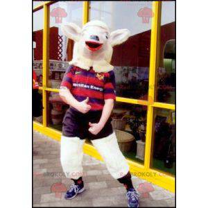 Mascotte de chèvre de biquette de cabri en tenue de sport -