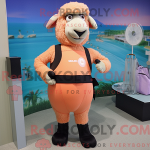 Peach Suffolk Sheep maskot...