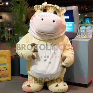 Cream Hippopotamus mascot...