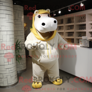 Cream Hippopotamus mascot...