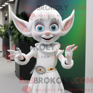 Hvit alvemaskotdraktfigur...