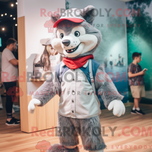 Fantasia de mascote de lobo com macacão e boinas - Lobo mascotes - REBROKO_220352 - RedBrokoly.com