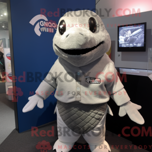 Silver Cod mascot costume...