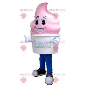 Mascota de helado de fresa helado rosa - Redbrokoly.com