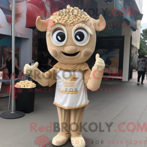 Tan Pop Corn maskot kostume...