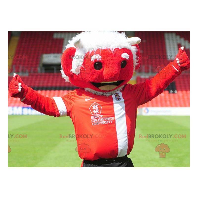 Mascot diablo rojo con pelo blanco - Redbrokoly.com