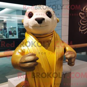 Gold Otter maskot kostume...