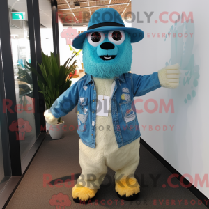 Cyan Alpaka Maskottchen...