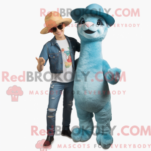 Cyan Alpaka Maskottchen...