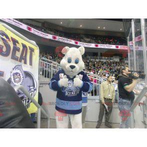 Polar bear mascot with a blue jersey - Redbrokoly.com