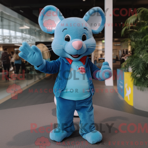 Sky Blue Rat mascot costume...