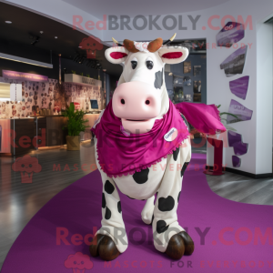 Magenta Holstein Cow maskot...