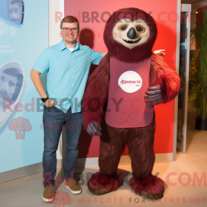 Maroon Sloth maskot kostume...