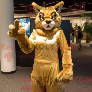 Gold Lynx-maskotdraktfigur...