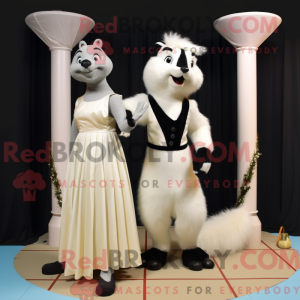 Cream Skunk maskot kostume...