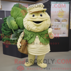 Beige Kål maskot kostume...