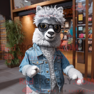 Grijze Alpaca mascotte...