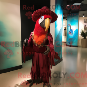 Maroon Macaw mascot costume...